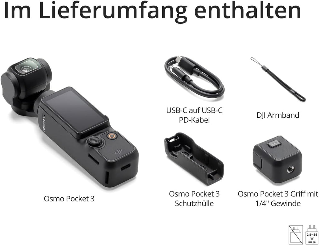 DJI Osmo Pocket 3, Vlogging-Kamera mit 1-Zoll-CMOS und 4K/120 fps Video, 3-Achsen-Stabilisierung, schnelles Scharfstellen, Gesichts/Objektverfolgung, kleine Videokamera für Fotografie