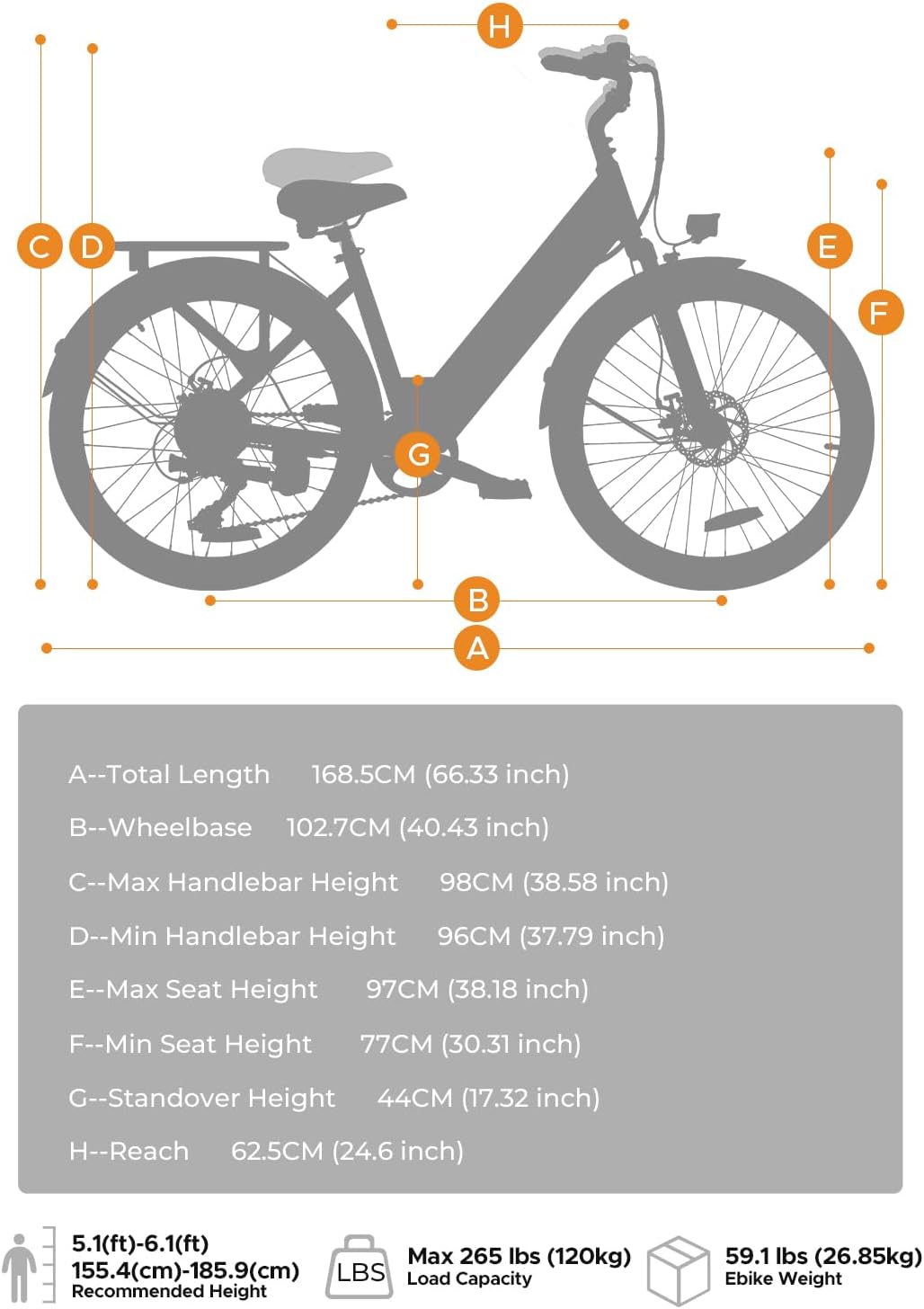 HillMiles 26" E-Bike mit 36V 13Ah Herausnehmbarer Batterie, 250W Elektrofahrrad für Herren Frauen, 25Km/H, Reichweite 80-100KM, 7-Gang Urban Commuter Electric Bike, MileCity1
