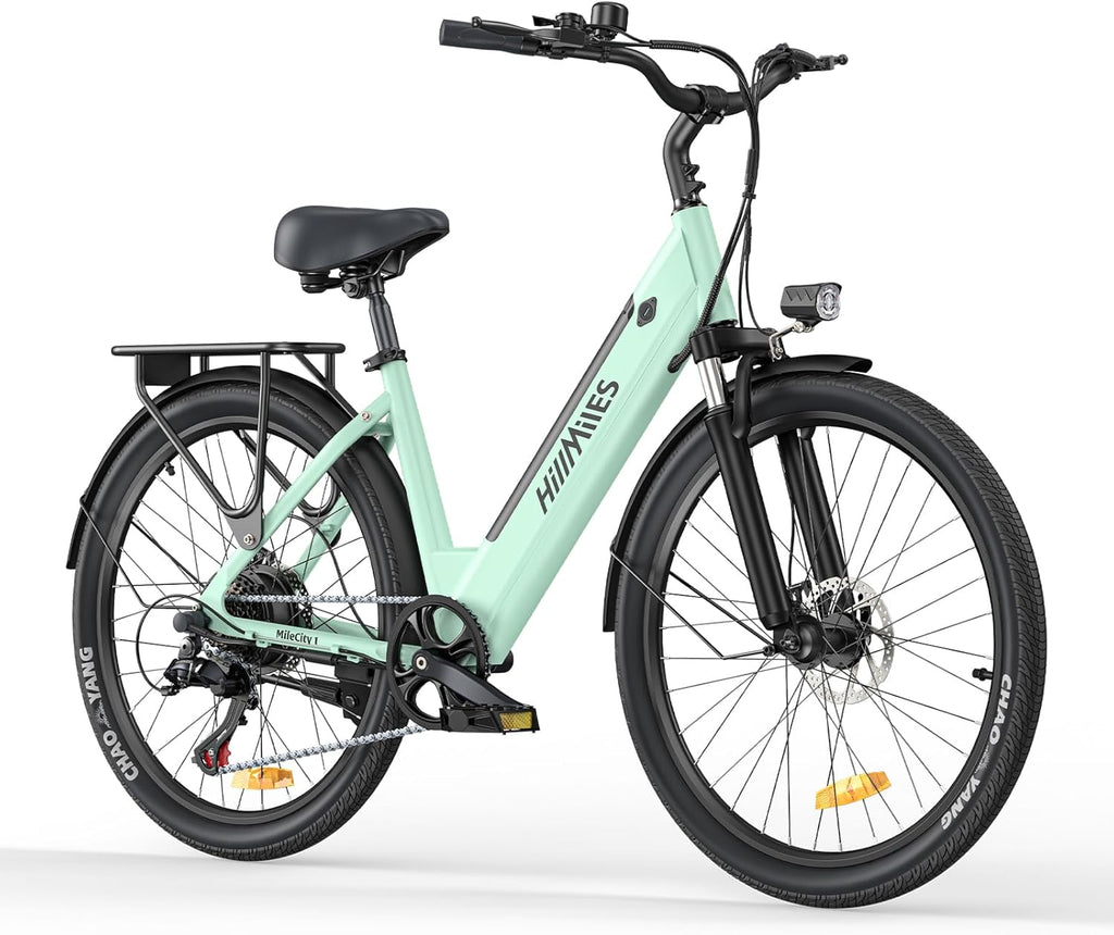 HillMiles 26" E-Bike mit 36V 13Ah Herausnehmbarer Batterie, 250W Elektrofahrrad für Herren Frauen, 25Km/H, Reichweite 80-100KM, 7-Gang Urban Commuter Electric Bike, MileCity1