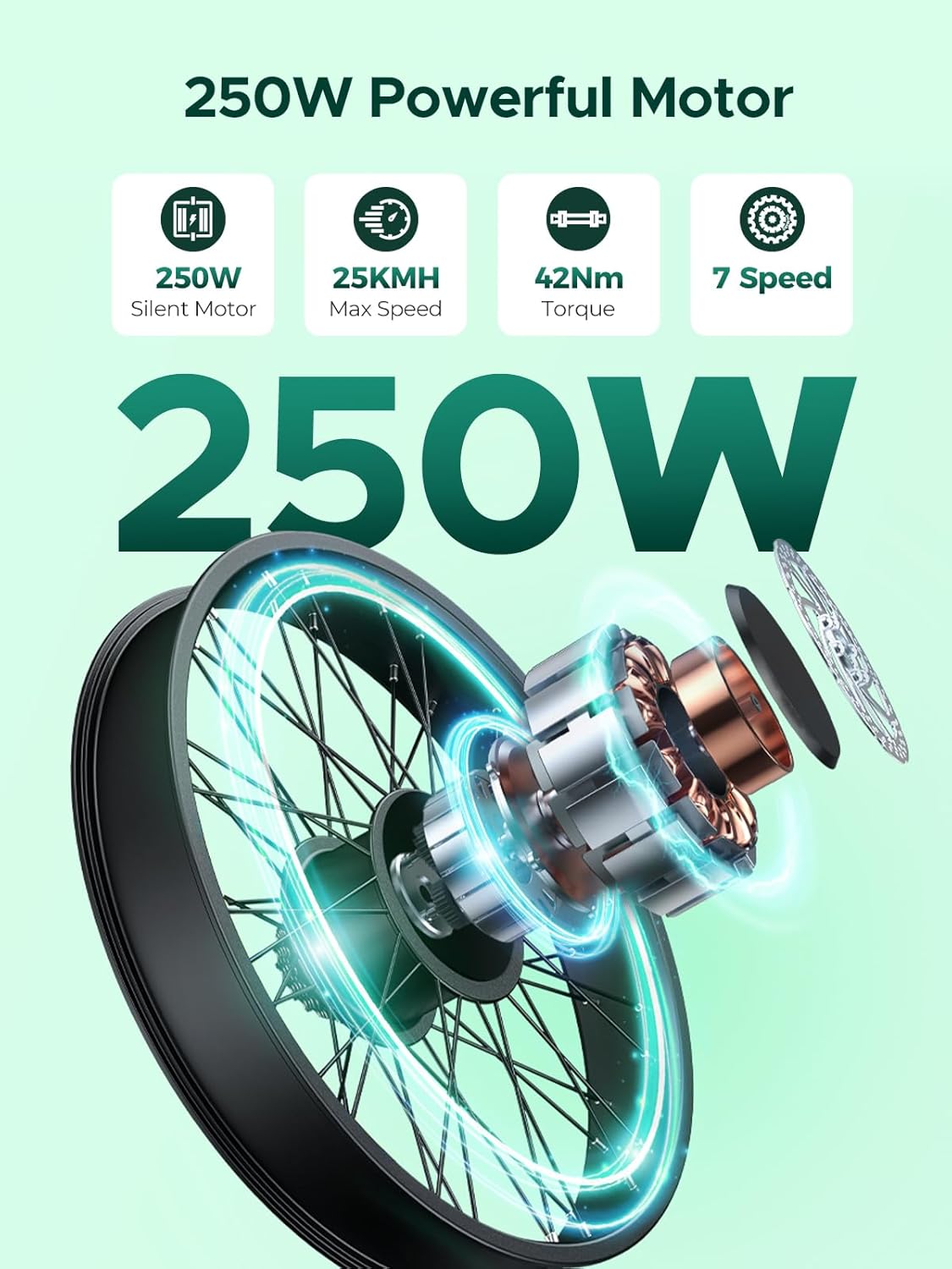 HillMiles 26" E-Bike mit 36V 13Ah Herausnehmbarer Batterie, 250W Elektrofahrrad für Herren Frauen, 25Km/H, Reichweite 80-100KM, 7-Gang Urban Commuter Electric Bike, MileCity1